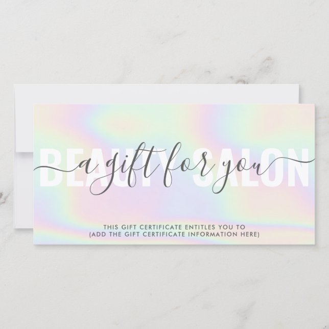 Hologram elegant unicorn rainbow salon presentkort (Framsida)