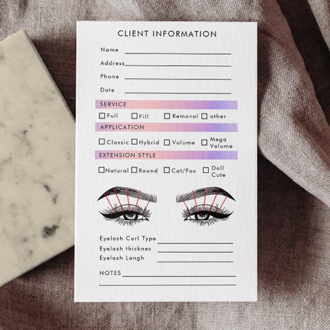 Hologram Eyelash Extension Klientpost Karta Visitkort (Hologram Eyelash Extension Client Record Map Business Card)