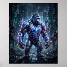 Hologram Gorilla Neon Ruiner Poster