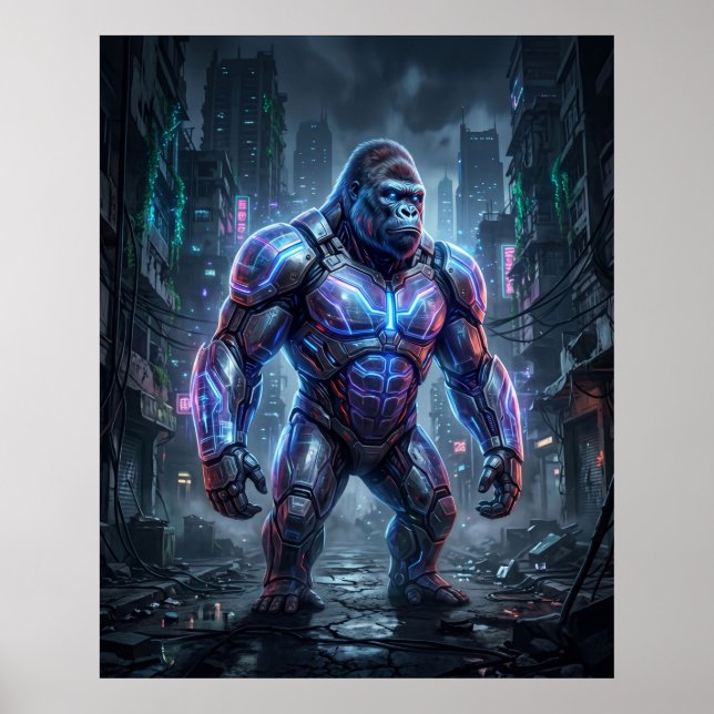 Hologram Gorilla Neon Ruiner Poster (Framsidan)