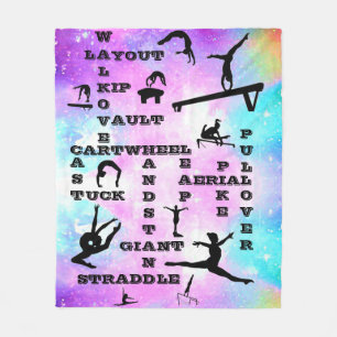 Hologram Gymnastics Skills Crosswords Blanket Fleecefilt