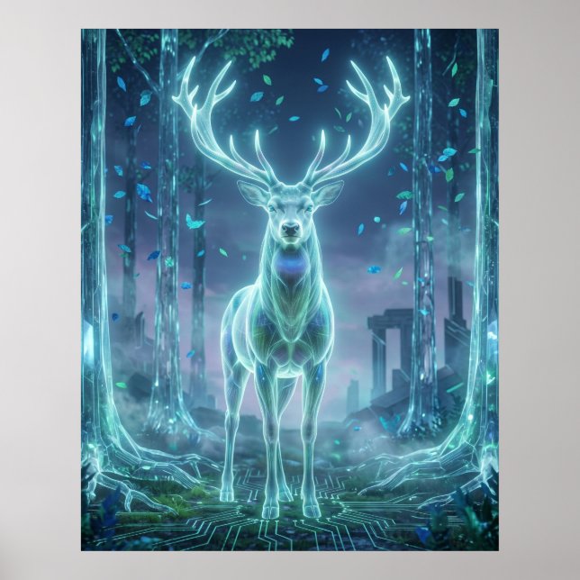 Hologram Hjort Electric Forest Poster (Framsidan)