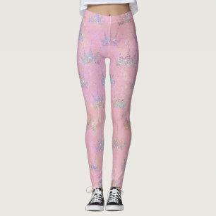 Hologram Holograph Glitter Krona Rosa Swirl Marble Leggings