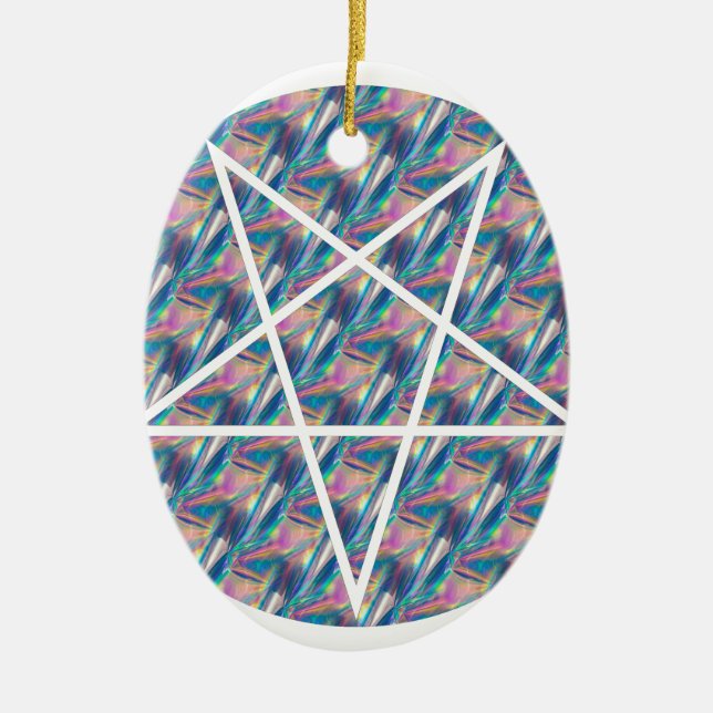 hologram pentagram julgransprydnad keramik (Framsidan)