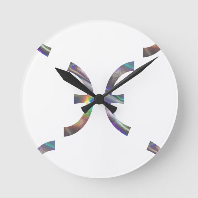 hologram Pisces Rund Klocka (Framsida)
