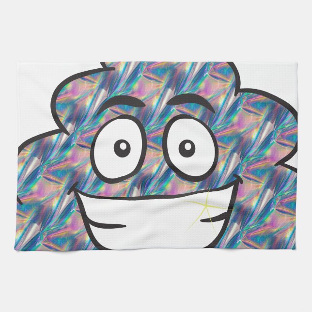hologram poop emoji kökshandduk (Horisontell)
