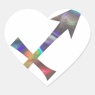 hologram Sagittarius Hjärtformat Klistermärke