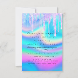 Hologram Unicorn Baby Shower Girly Feet Glitter Inbjudningar