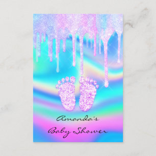 Hologram Unicorn Baby Shower Girly Feet Glitter Inbjudningar