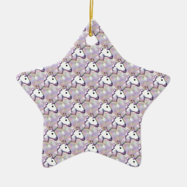 hologram unicorn emoji julgransprydnad keramik (Framsidan)