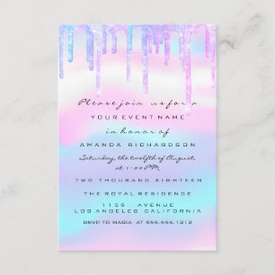 Hologram Unicorn Sjöjungfru 16th 15th Ombre Inbjudningar