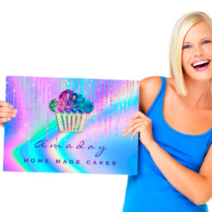 Holograph Bakery Home Made Cakes Logotyp Muffin Ro Visitkort