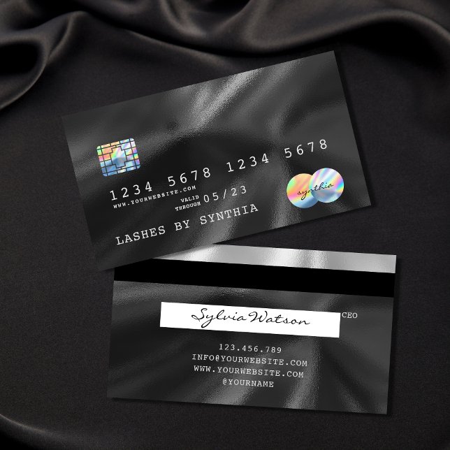 Holograph Black Foil Modern Kredit Card Stil Visitkort (Skapare uppladdad)
