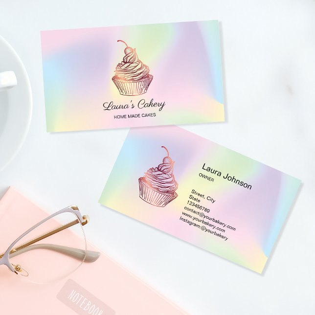 Holograph Cakes & Sweets Cupkaka Home Bakery Visitkort (Skapare uppladdad)