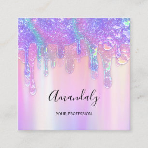 Holograph Drip Cosmetics Nagel Rosa Logotyp Beauty Fyrkantigt Visitkort