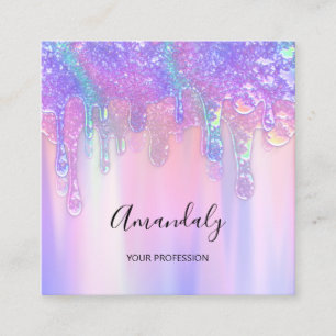 Holograph Drip Cosmetics Nagel Rosa Logotyp Vax Fyrkantigt Visitkort