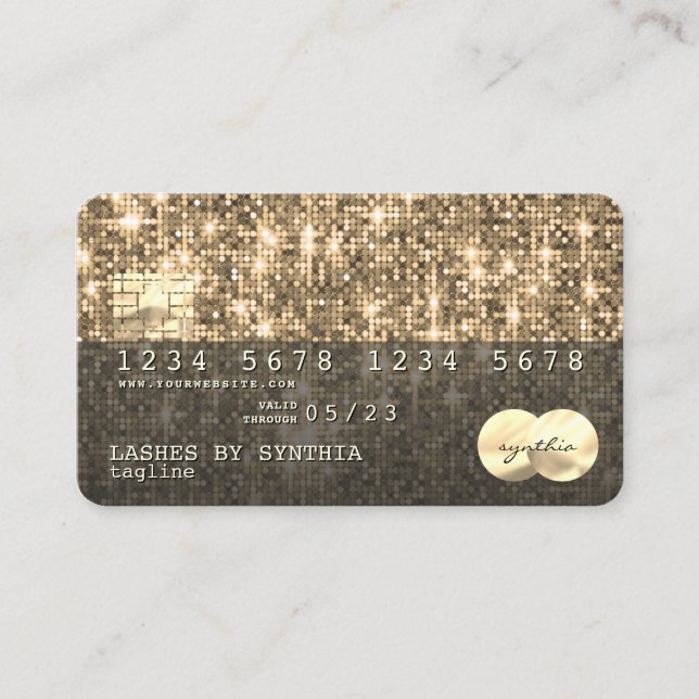 Holograph guld glitter Modern Kredit Card Visitkort (Framsida)