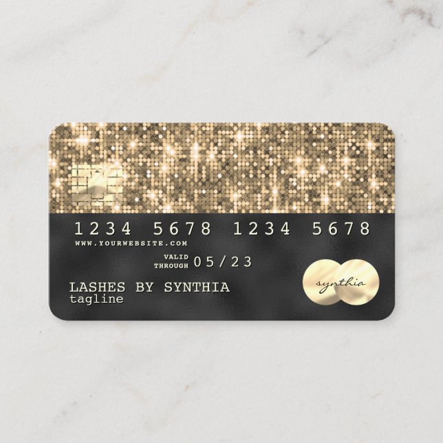 Holograph guld glitter Modern Kredit Card Visitkort (Framsida)