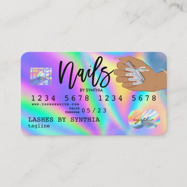 Holograph Kredit Card Nagel Tech Visitkort (Framsida)