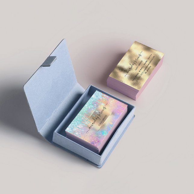 Holograph Makeup Boutique Shop Blue Glitter Drives Visitkort (Skapare uppladdad)