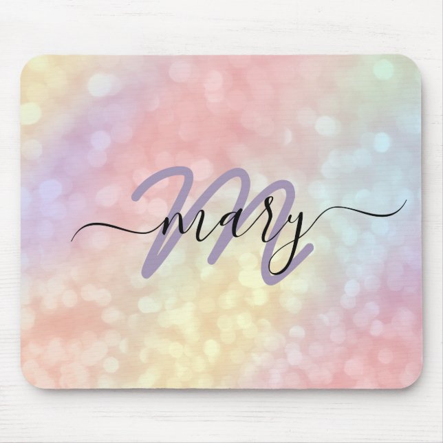 Holograph Pastel Ombre Namn Monogram. Lux Musmatta (Framsidan)