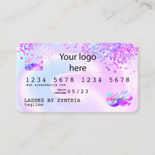 Holograph Pastel Unicorn Modern Kredit Card-Logoty Visitkort