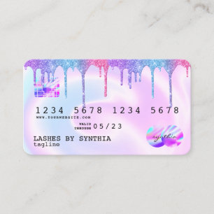 Holograph Pastel Unicorn Modern Kredit Card Stil Visitkort