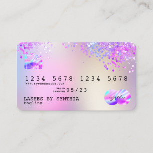 Holograph Pastel Unicorn Modern Kredit Card Stil Visitkort