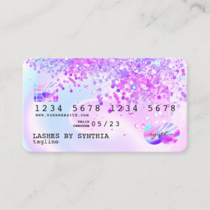 Holograph Pastel Unicorn Modern Kredit Card Stil Visitkort