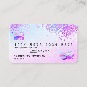 Holograph Pastel Unicorn Modern Kredit Card Stil Visitkort