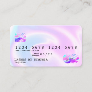 Holograph Pastel Unicorn Modern Kredit Card Stil Visitkort