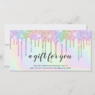 Holograph presentcard unicorn glitter drops glam