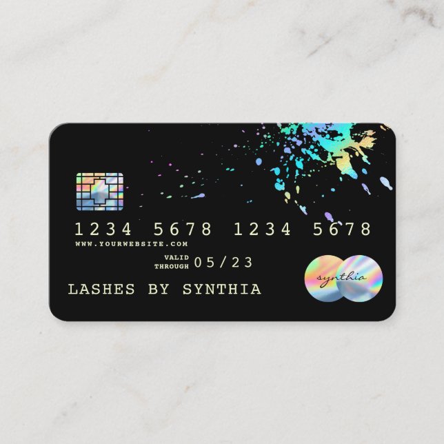 Holograph Stänk Modern Kredit Card Visitkort (Framsida)