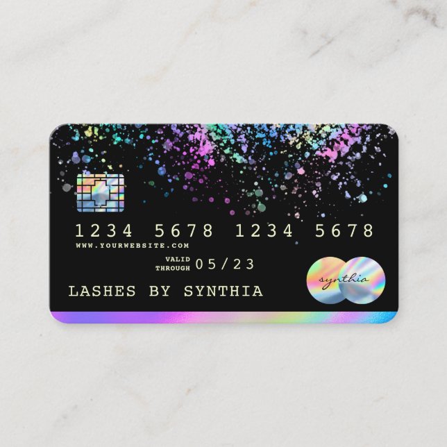 Holograph Stänk Modern Kredit Card Visitkort (Framsida)