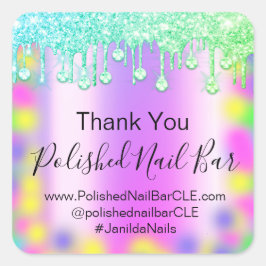 Holograph Tack Diamond Drivers Nagel Shock rosa Fyrkantigt Klistermärke