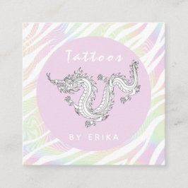 Holograph Tiger Rand White Dragon Tattoo Artist Fyrkantigt Visitkort