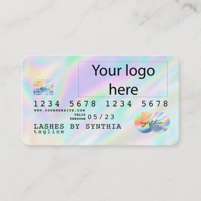 Holograph Unicorn Dripp Kredit Card lägg till logo Visitkort (Framsida)