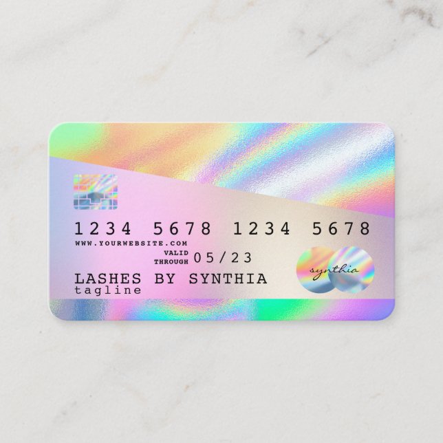 Holograph Unicorn Dripp Kredit Card Visitkort (Framsida)