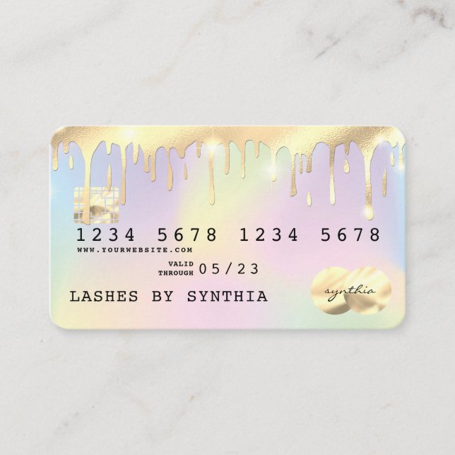 Holograph Unicorn-Guld med Kredit-kort Visitkort (Framsida)