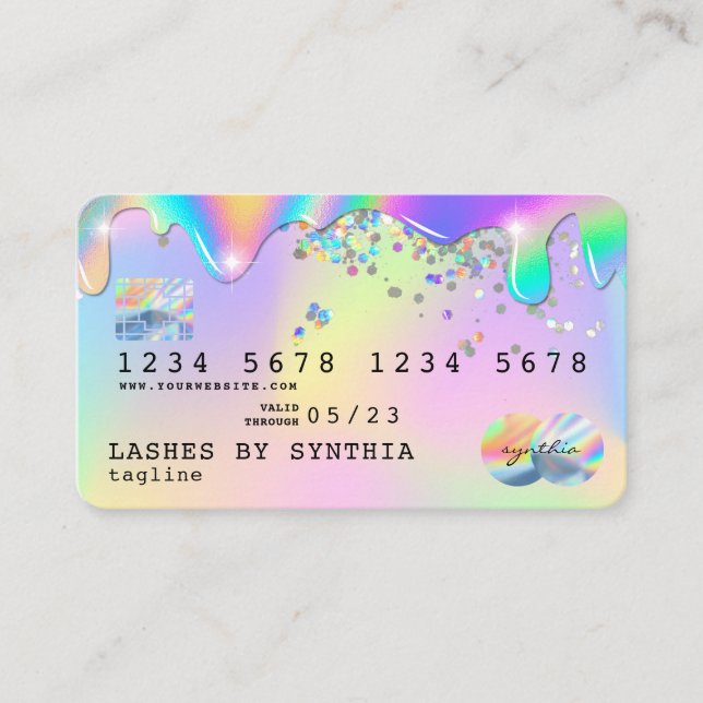 Holograph Unicorn Modern Kredit Card Stil Visitkort (Framsida)