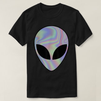 Holographic Alien Face Aesthetic T Shirt