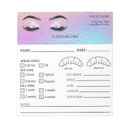 Holographic Eyelash Client Record Form Anteckningsblock