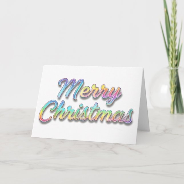 Holographic Foil Script Merry Christmas Helgkort (Framsida)