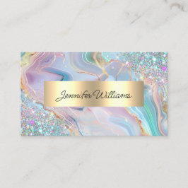 Holographic Glitter Gold Foil Purple Marble Agate Visitkort