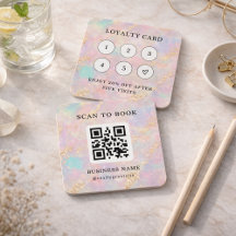 Holographic Glitter Loyalty Card Stamp Card QR Cod
