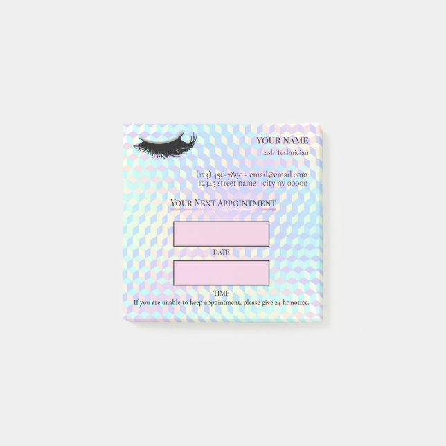 Holographic Lash appointment Post-it Block (Framsida)