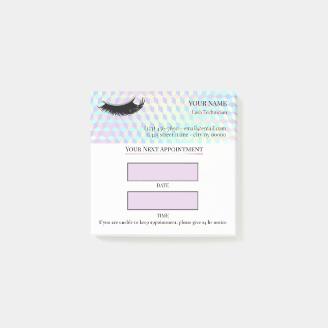 Holographic Lash appointment Post-it Block (Framsida)