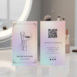 Holographic Makeup Artist Card with QR Code Visitkort