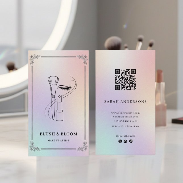 Holographic Makeup Artist Card with QR Code Visitkort (Skapare uppladdad)