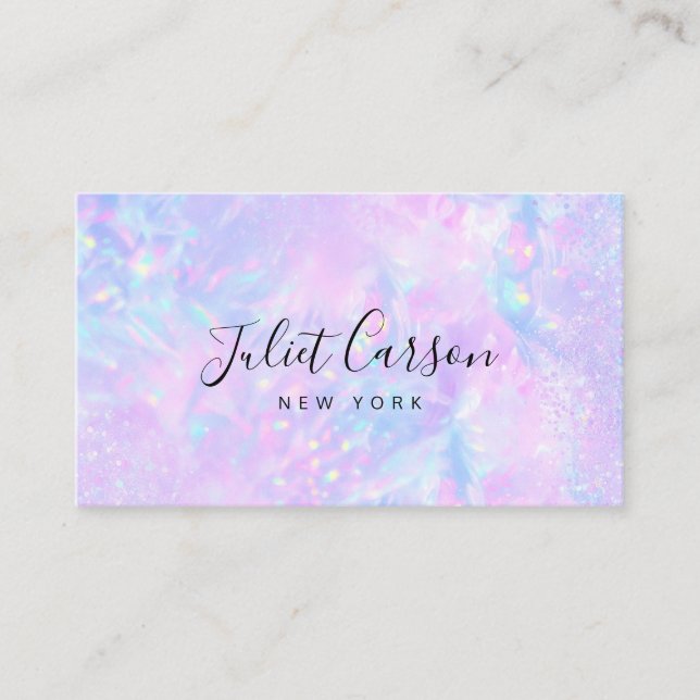  Holographic Opal Pink Business Card Visitkort (Framsida)
